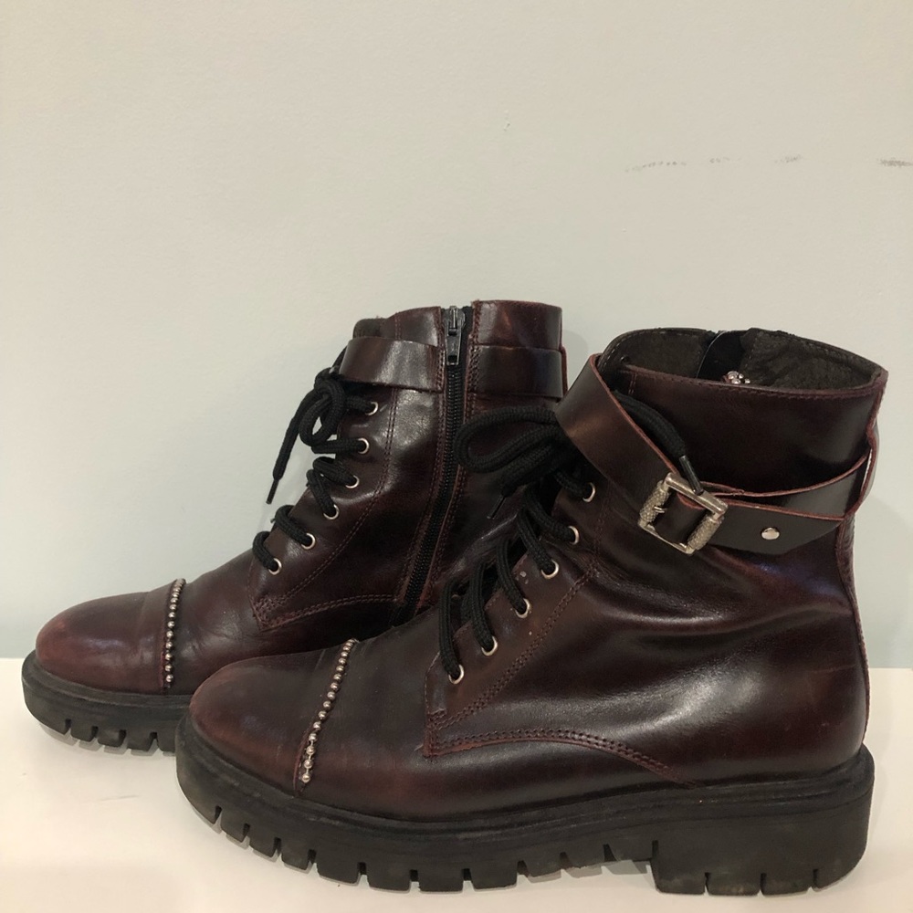 Leather Combat Boots Jonak Paris Size8